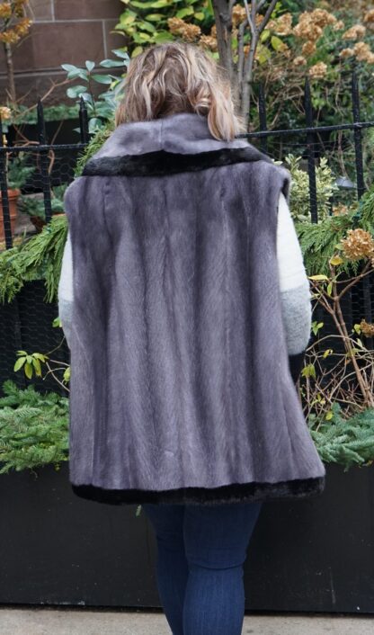Plus Size Blue Iris Mink Vest Ranch Mink Trim 48322 - Image 2
