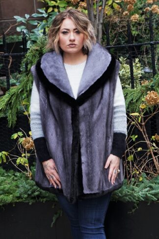 Plus Size Blue Iris Mink Vest Ranch Mink Trim 48322