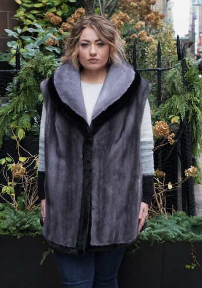 Plus Size Blue Iris Mink Vest Ranch Mink Trim 48322 - Image 5