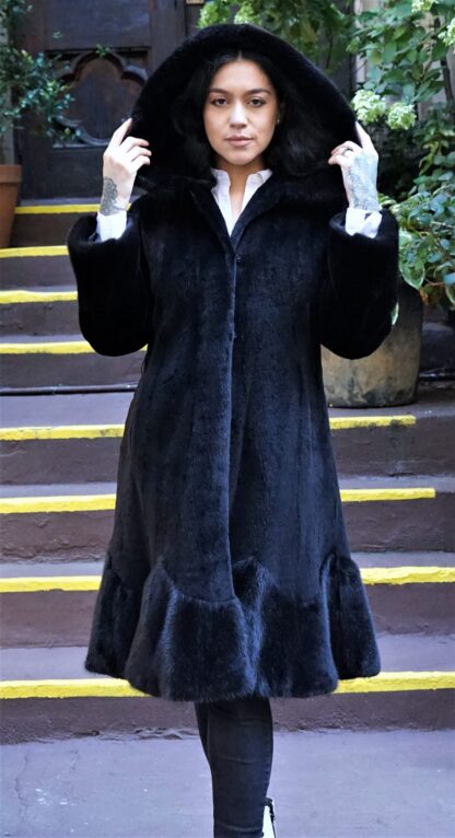 Black Sheared Mink Stroller Long Hair Mink Trim 85855 - Image 7