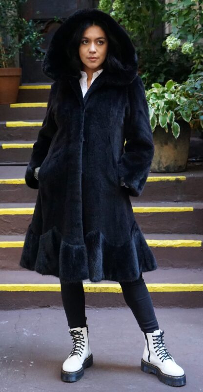 Black Sheared Mink Stroller Long Hair Mink Trim 85855 - Image 5