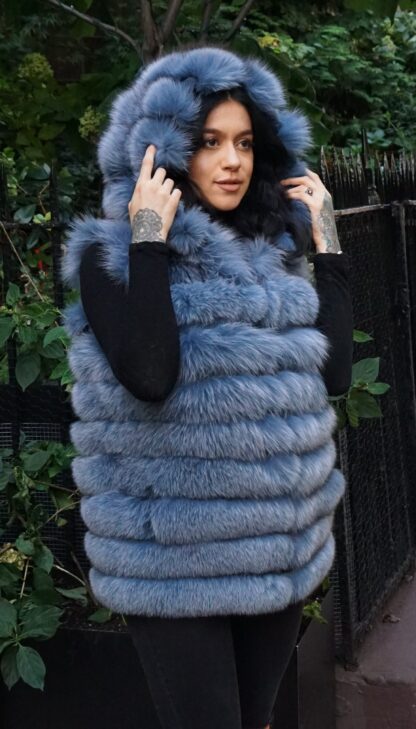 Denim Blue Fox Vest 38838 - Image 4