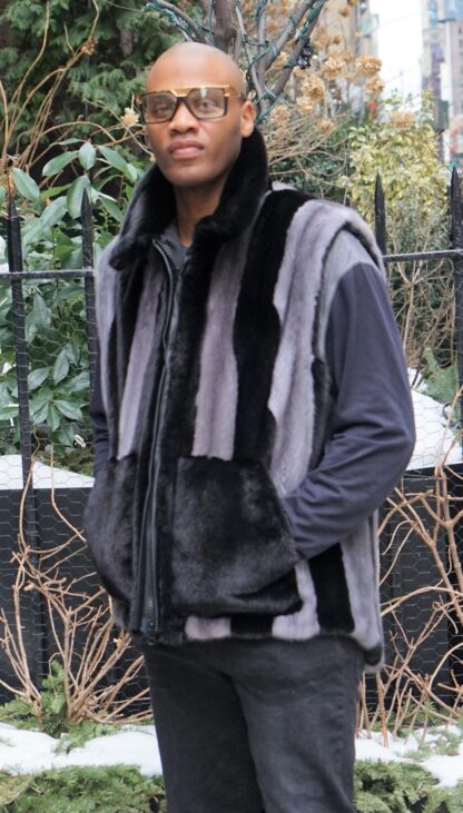 Men's Blue Iris Ranch Mink Vest 84847 - Image 2