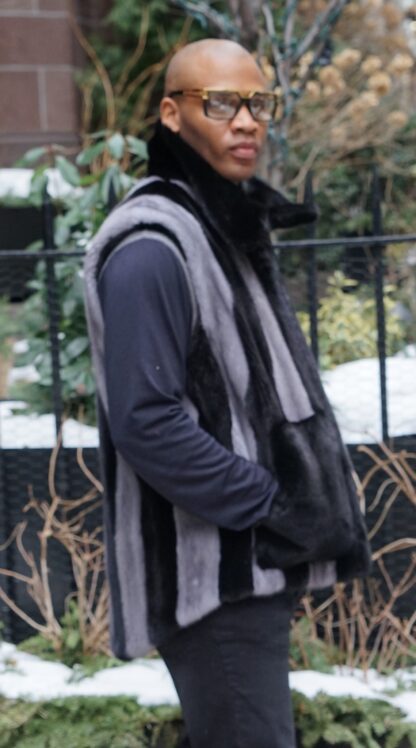 Men's Blue Iris Ranch Mink Vest 84847 - Image 6
