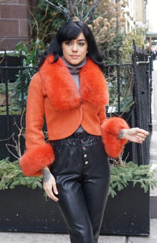 Orange Alpaca Jacket Orange Fox Trim Size XS 3383
