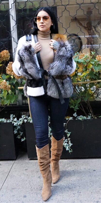 White Mink Silver Fox Red Fox Jacket 3485 - Image 2