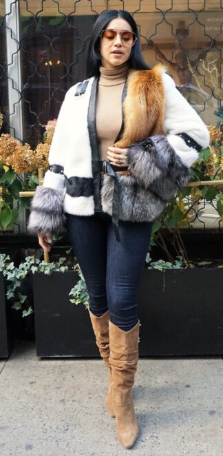 White Mink Silver Fox Red Fox Jacket 3485