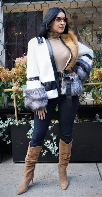 White Mink Silver Fox Red Fox Jacket 3485 - Image 5