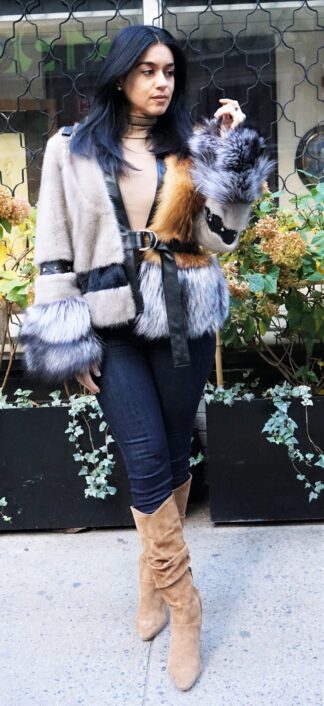 Gray Mink Silver Fox Red Fox Jacket 42123