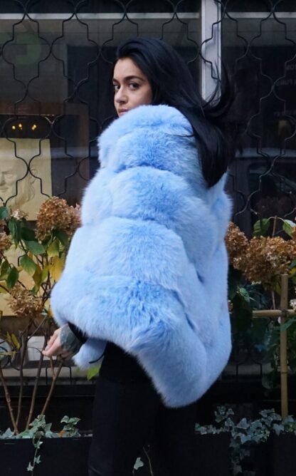 Fluffy Powder Blue Fox Poncho 2123 - Image 2