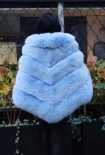 Fluffy Powder Blue Fox Poncho 2123 - Image 3