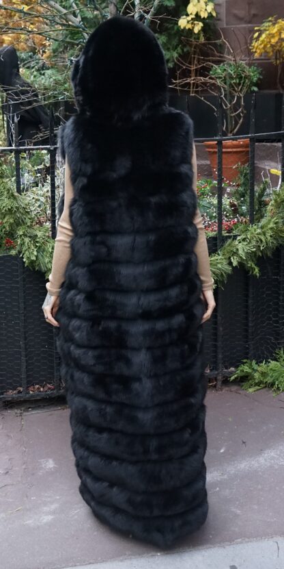 Full-Length Black Fox Hooded Vest 7654 - Image 5