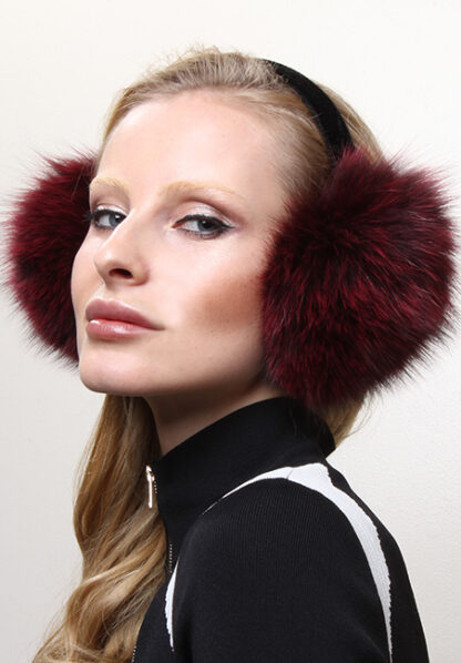 Dark Red Fox Fur Earmuffs 0125 - Image 2