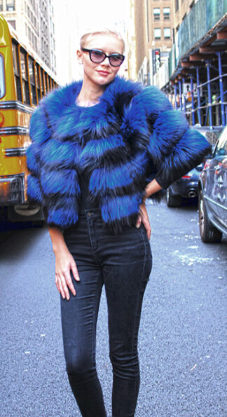 Dyed Blue Fox Fur Jacket 45637