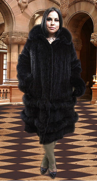 Plus Size Black Knit Mink Stroller Matching Fox 73422
