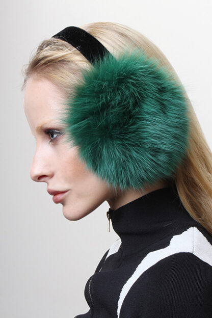 Emerald Green Fox Ear Muffs 3034 - Image 3