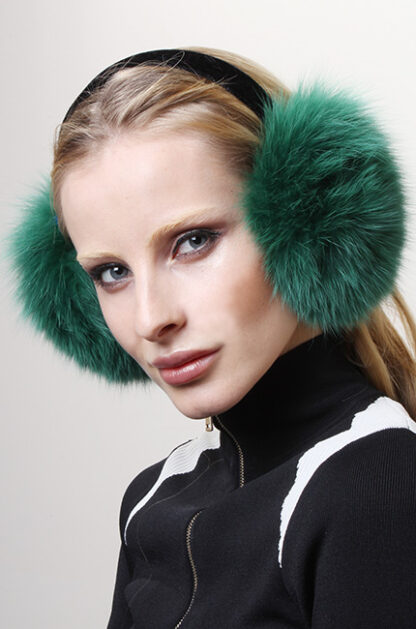 Emerald Green Fox Ear Muffs 3034 - Image 2