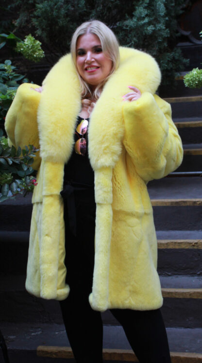 Plus Size Yellow Rex Rabbit Fur Stroller Fox Collar 48488 - Image 2