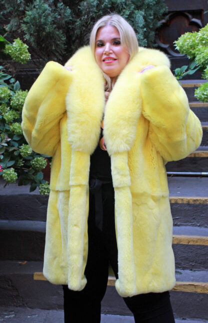 Plus Size Yellow Rex Rabbit Fur Stroller Fox Collar 48488 - Image 6