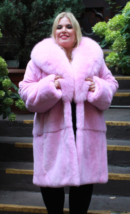 Plus Size Pink Rex Rabbit Stroller Fox Collar 86675 - Image 3