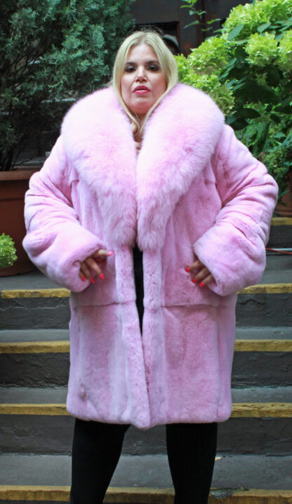 Plus Size Pink Rex Rabbit Stroller Fox Collar 86675 - Image 5