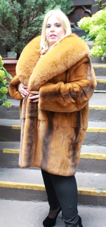 Plus Size Cognac Rex Rabbit Stroller Fox Collar 438373 - Image 3
