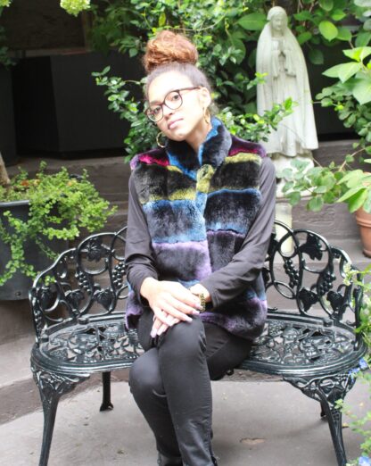 Multi Color Rex Rabbit Fur Vest 646464 - Image 4