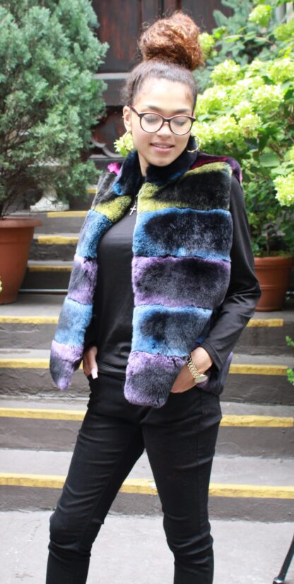 Multi Color Rex Rabbit Fur Vest 646464 - Image 5