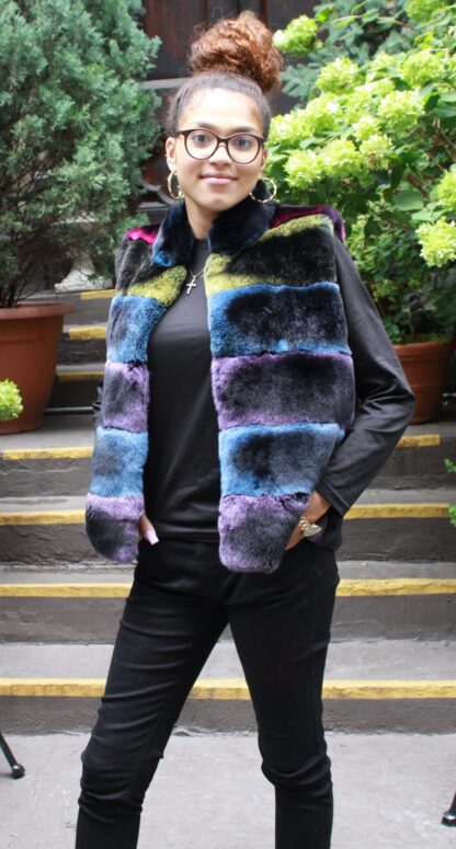 Multi Color Rex Rabbit Fur Vest 646464 - Image 6