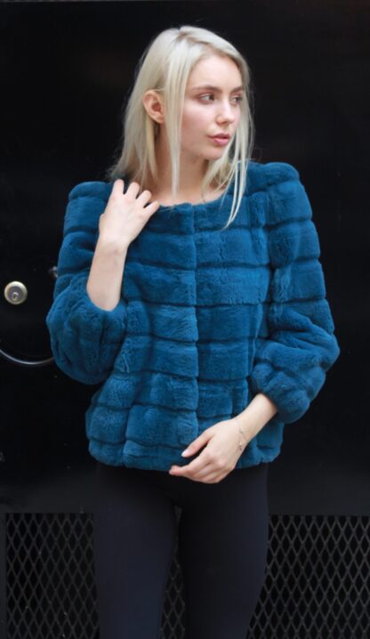 Blue Rex Horizontal Cut Rabbit Jacket Size 4-6 73463 - Image 2