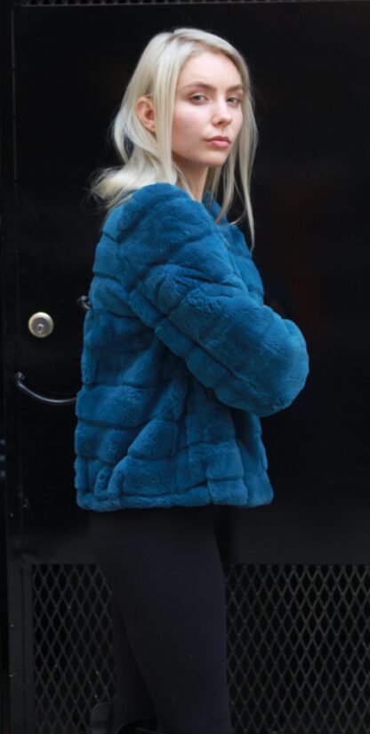 Blue Rex Horizontal Cut Rabbit Jacket Size 4-6 73463 - Image 4
