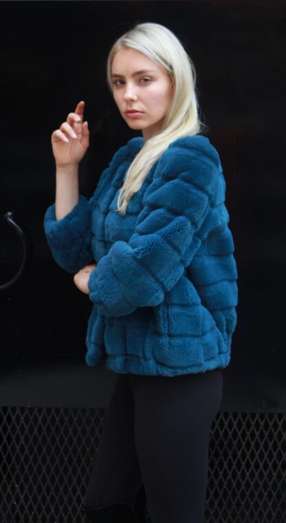 Blue Rex Horizontal Cut Rabbit Jacket Size 4-6 73463 - Image 6