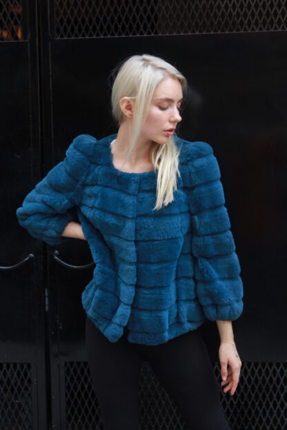 Blue Rex Horizontal Cut Rabbit Jacket Size 4-6 73463 - Image 7