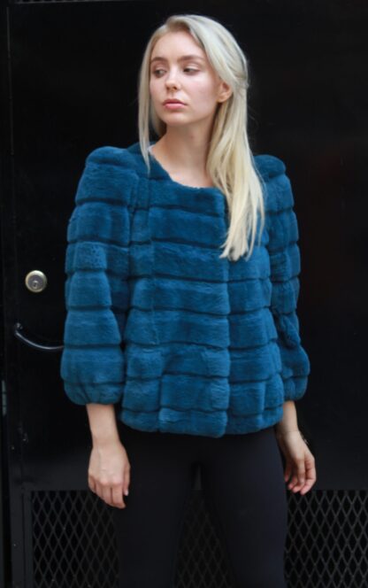 Blue Rex Horizontal Cut Rabbit Jacket Size 4-6 73463 - Image 8