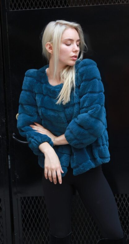 Blue Rex Horizontal Cut Rabbit Jacket Size 4-6 73463 - Image 9