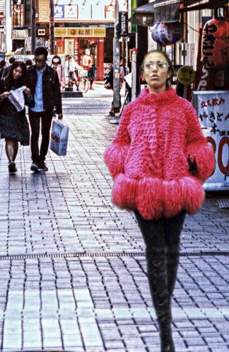 Pink Rex Rabbit Fur Jacket Tibetan Lamb Trim Cuffs 19797