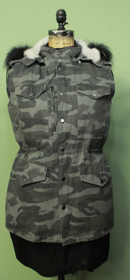 Grey Camouflage Vest Detachable Rabbit Fur Lining Detachable Hood 51321 - Image 7