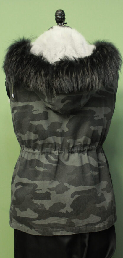 Grey Camouflage Vest Detachable Rabbit Fur Lining Detachable Hood 51321 - Image 5