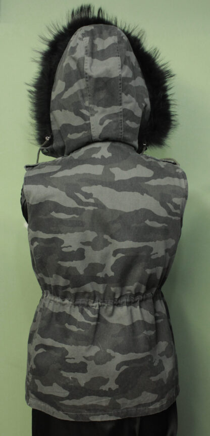 Grey Camouflage Vest Detachable Rabbit Fur Lining Detachable Hood 51321 - Image 4
