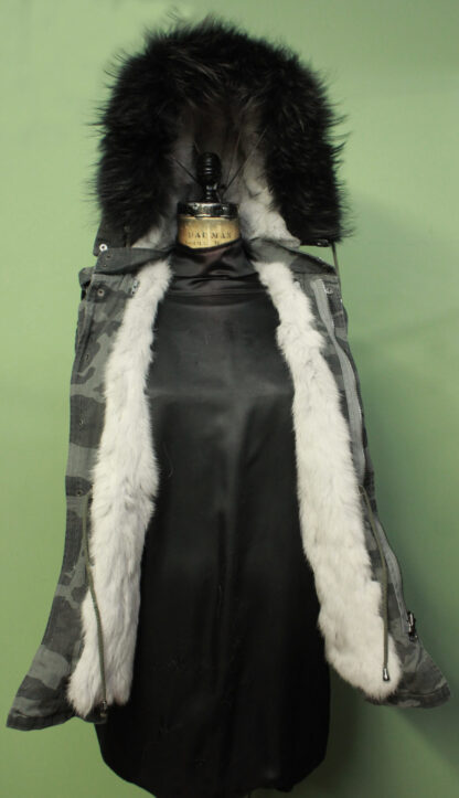 Grey Camouflage Vest Detachable Rabbit Fur Lining Detachable Hood 51321 - Image 2