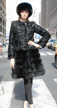 Black Persian Stroller Black Fox Fur Border Black Fox Headband 99887