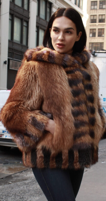 Hooded Raccoon Fur Jacket 21078 - Image 7