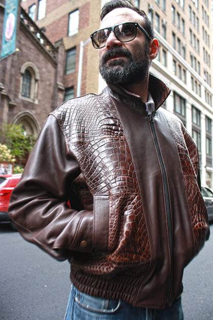 Brown Leather Jacket with Gator Front - Image 2