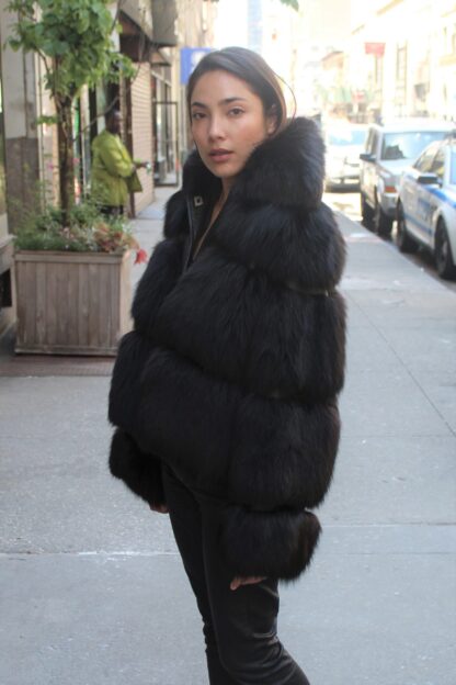 Black Fox Jacket Leather Trim 99444 ji i - Image 2