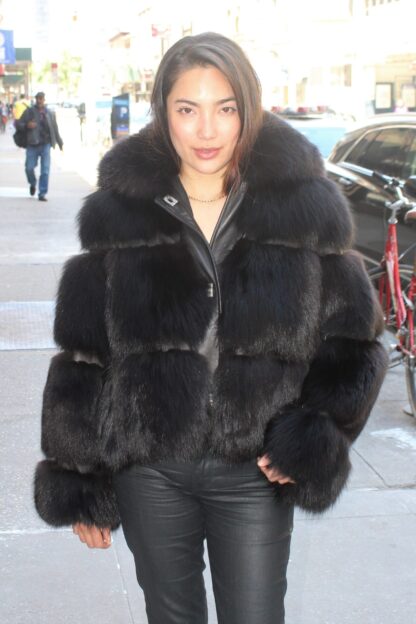 Black Fox Jacket Leather Trim 99444 ji i - Image 4
