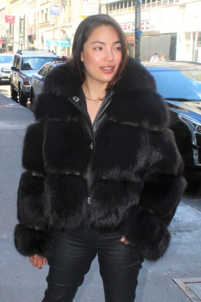 Black Fox Jacket Leather Trim 99444 ji i