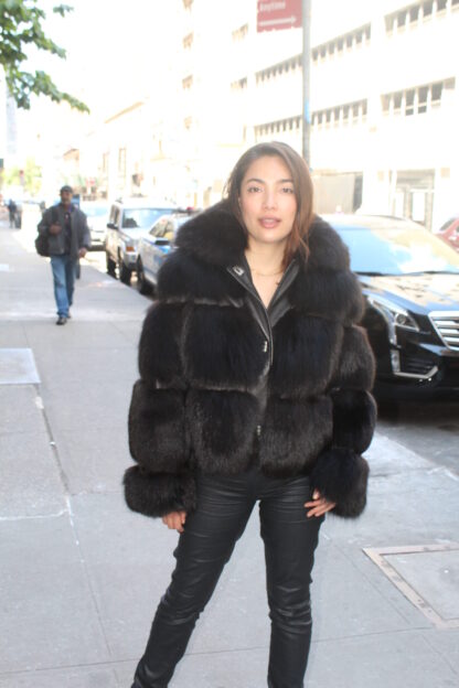 Black Fox Jacket Leather Trim 99444 ji i - Image 6