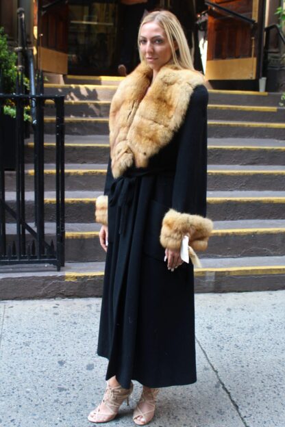 Black Cashmere Coat Canadian Sable Collar 88333 - Image 2