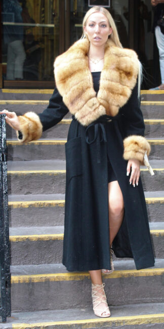 Black Cashmere Coat Canadian Sable Collar 88333