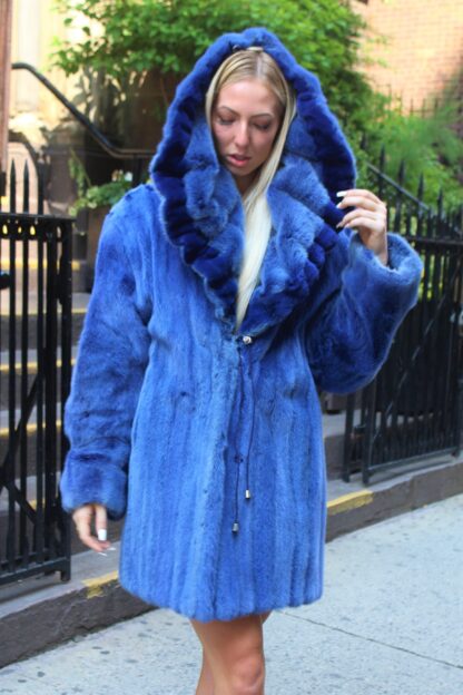 Blue Mink Stroller Sheared Mink Trim Hood 84848 - Image 3